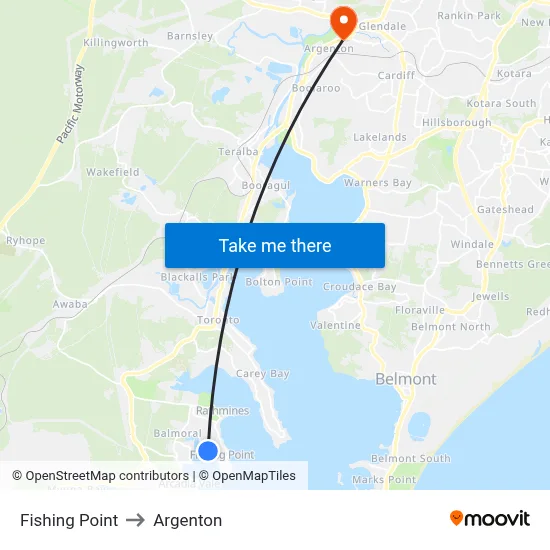 Fishing Point to Argenton map