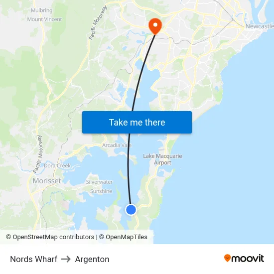 Nords Wharf to Argenton map
