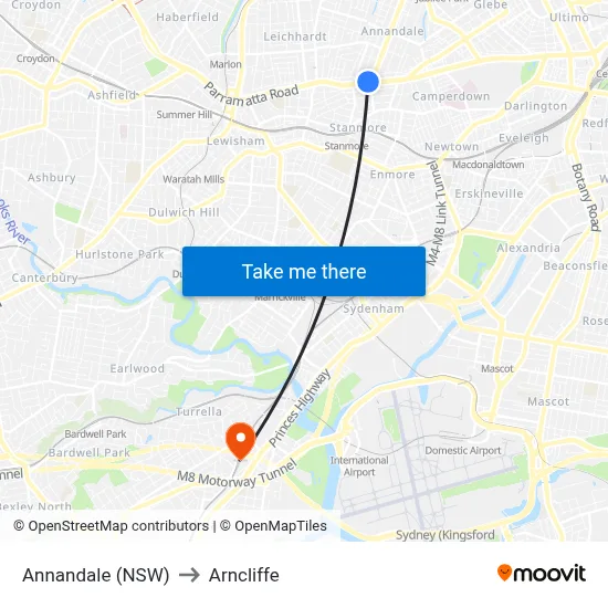 Annandale (NSW) to Arncliffe map
