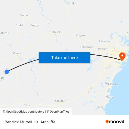 Bendick Murrell to Arncliffe map