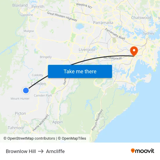 Brownlow Hill to Arncliffe map