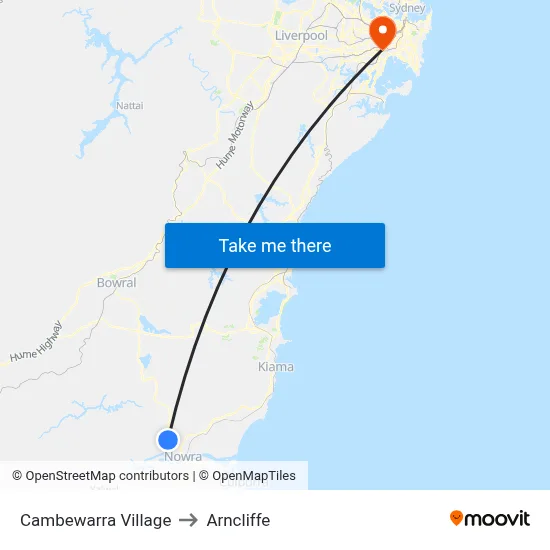 Cambewarra Village to Arncliffe map