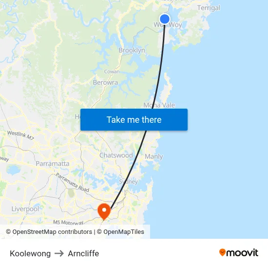 Koolewong to Arncliffe map