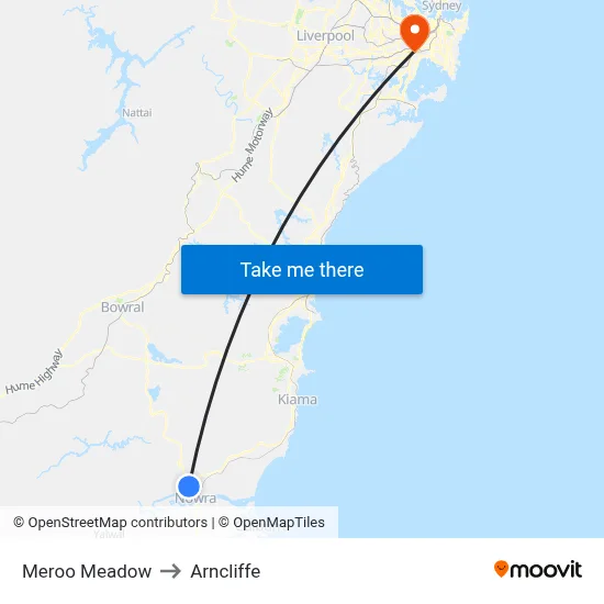 Meroo Meadow to Arncliffe map