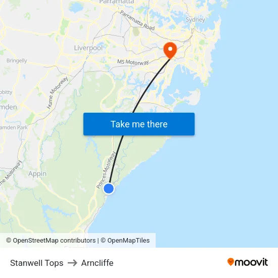 Stanwell Tops to Arncliffe map