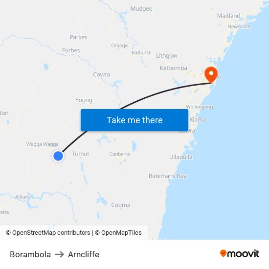 Borambola to Arncliffe map