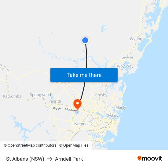 St Albans (NSW) to Arndell Park map