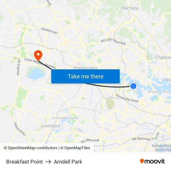 Breakfast Point to Arndell Park map
