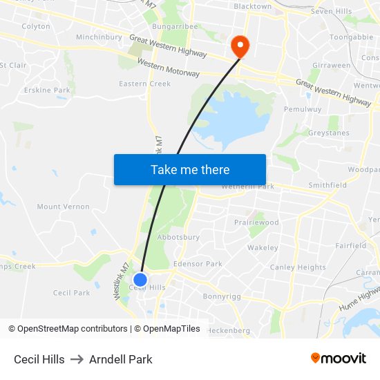 Cecil Hills to Arndell Park map