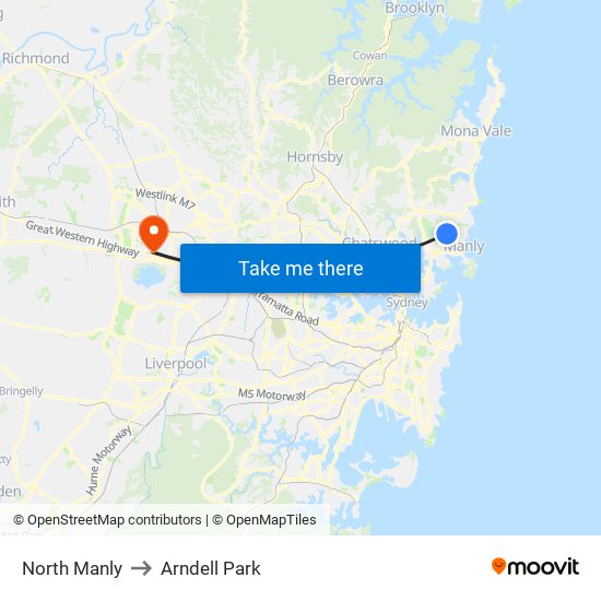 North Manly to Arndell Park map