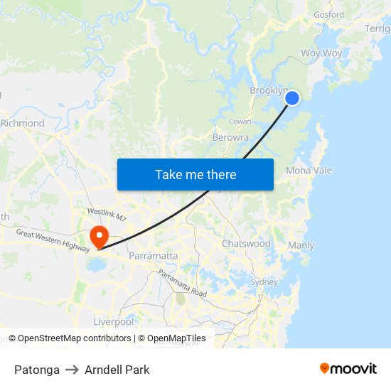 Patonga to Arndell Park map