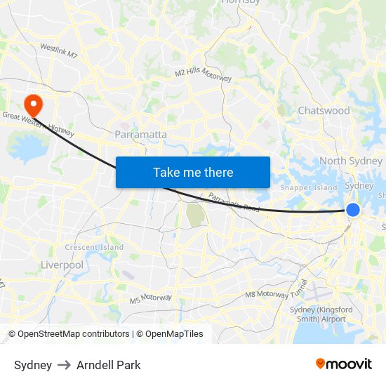 Sydney to Arndell Park map