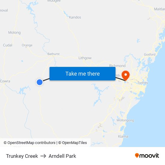 Trunkey Creek to Arndell Park map