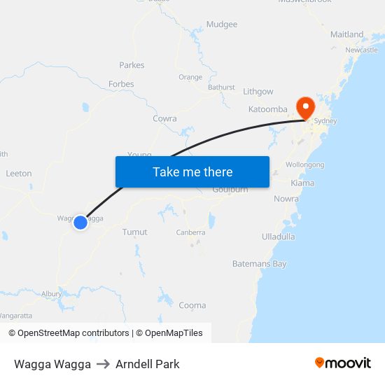 Wagga Wagga to Arndell Park map