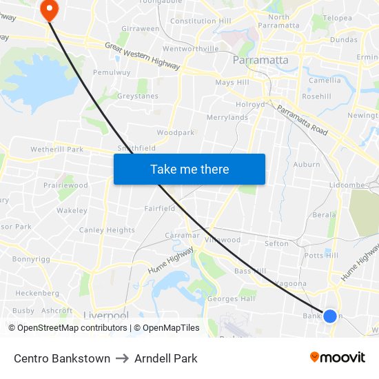 Centro Bankstown to Arndell Park map