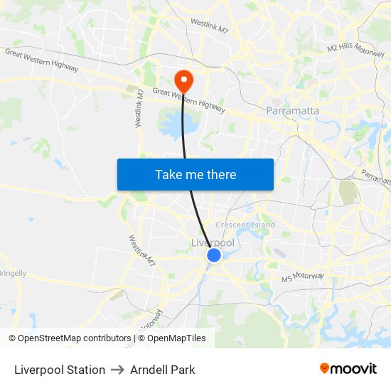 Liverpool Station to Arndell Park map