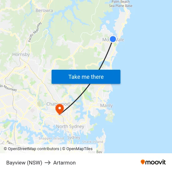 Bayview (NSW) to Artarmon map