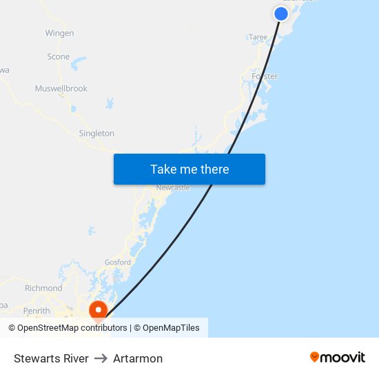 Stewarts River to Artarmon map