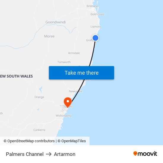 Palmers Channel to Artarmon map
