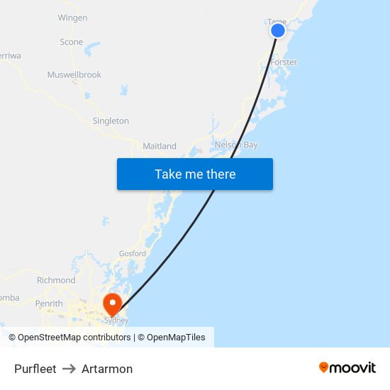 Purfleet to Artarmon map