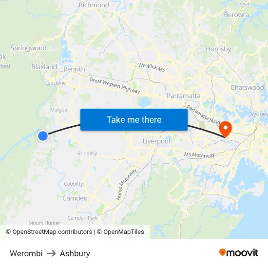 Werombi to Ashbury map