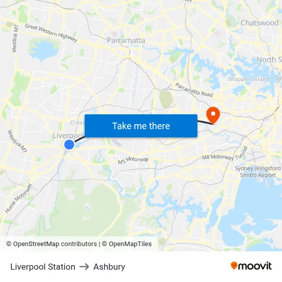 Liverpool Station to Ashbury map