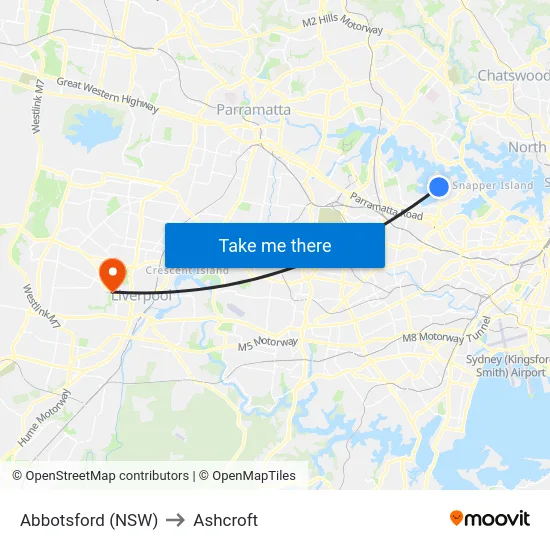 Abbotsford (NSW) to Ashcroft map
