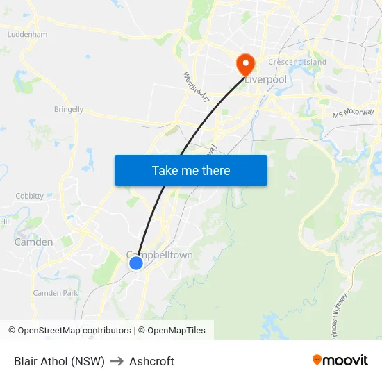 Blair Athol (NSW) to Ashcroft map