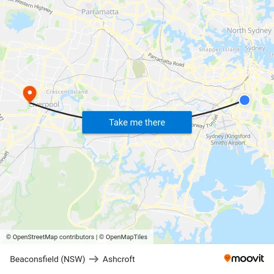 Beaconsfield (NSW) to Ashcroft map