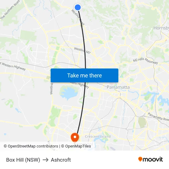 Box Hill (NSW) to Ashcroft map