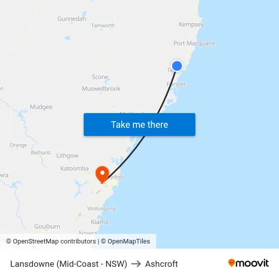 Lansdowne (Mid-Coast - NSW) to Ashcroft map