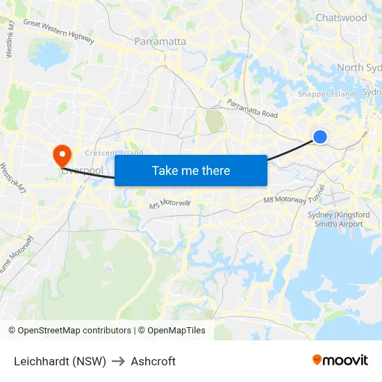 Leichhardt (NSW) to Ashcroft map