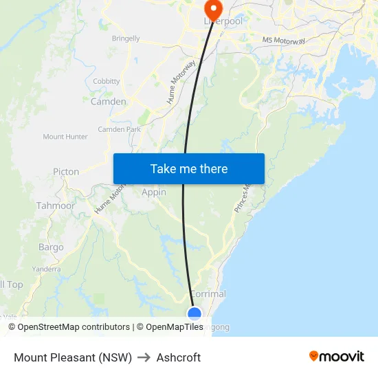 Mount Pleasant (NSW) to Ashcroft map