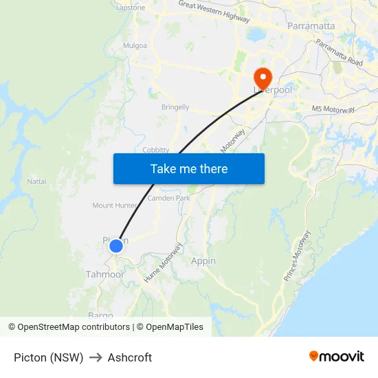 Picton (NSW) to Ashcroft map