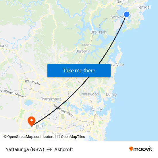 Yattalunga (NSW) to Ashcroft map