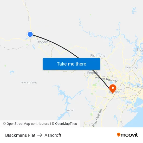 Blackmans Flat to Ashcroft map