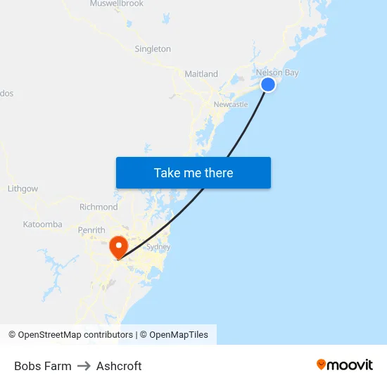 Bobs Farm to Ashcroft map