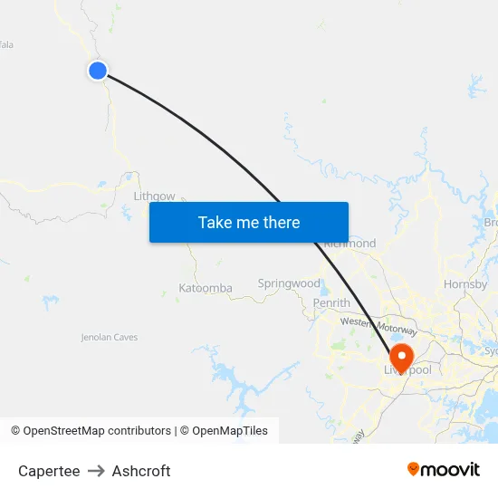 Capertee to Ashcroft map