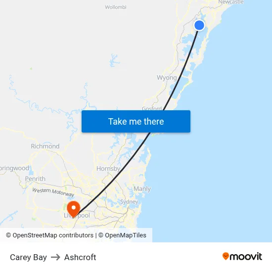 Carey Bay to Ashcroft map