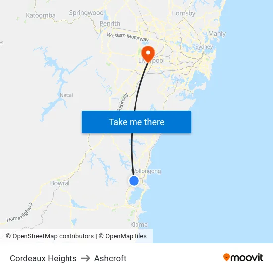 Cordeaux Heights to Ashcroft map