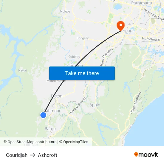 Couridjah to Ashcroft map
