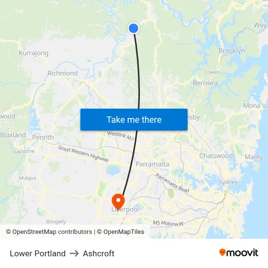 Lower Portland to Ashcroft map