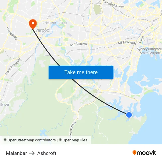 Maianbar to Ashcroft map