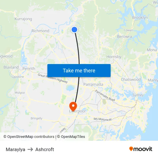 Maraylya to Ashcroft map