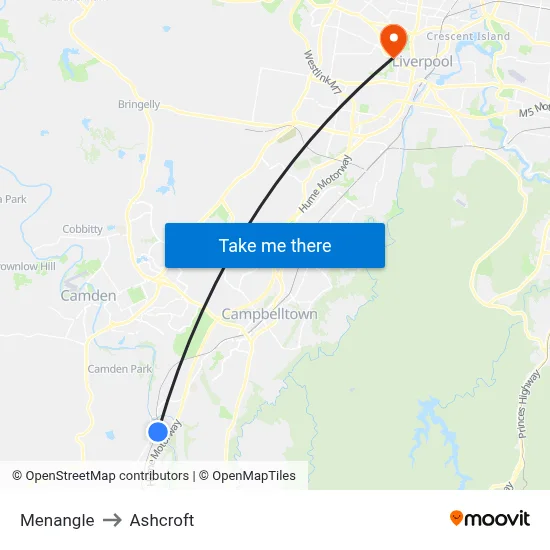 Menangle to Ashcroft map