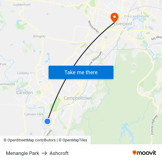 Menangle Park to Ashcroft map