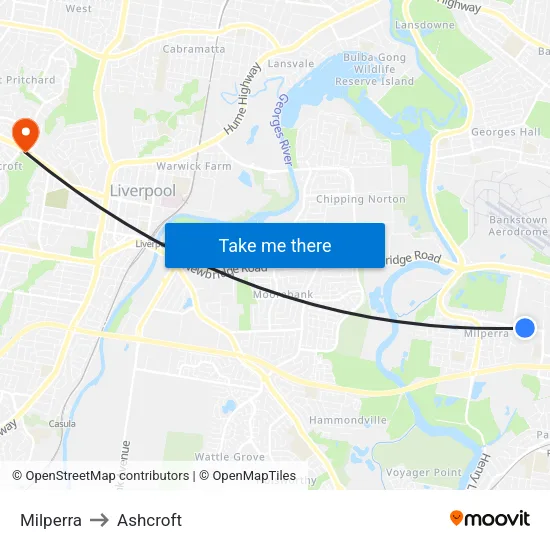 Milperra to Ashcroft map