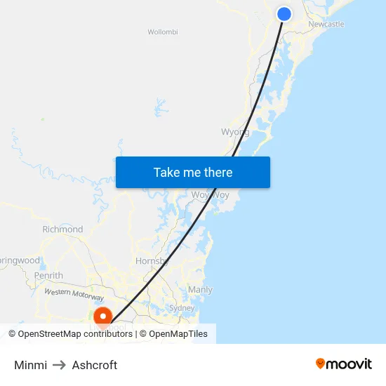 Minmi to Ashcroft map