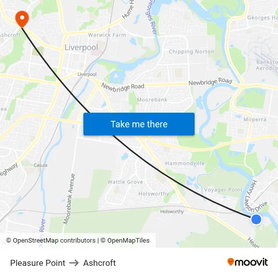 Pleasure Point to Ashcroft map