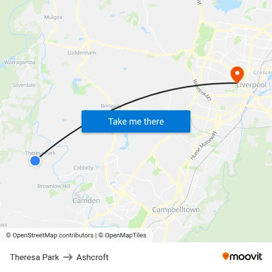Theresa Park to Ashcroft map